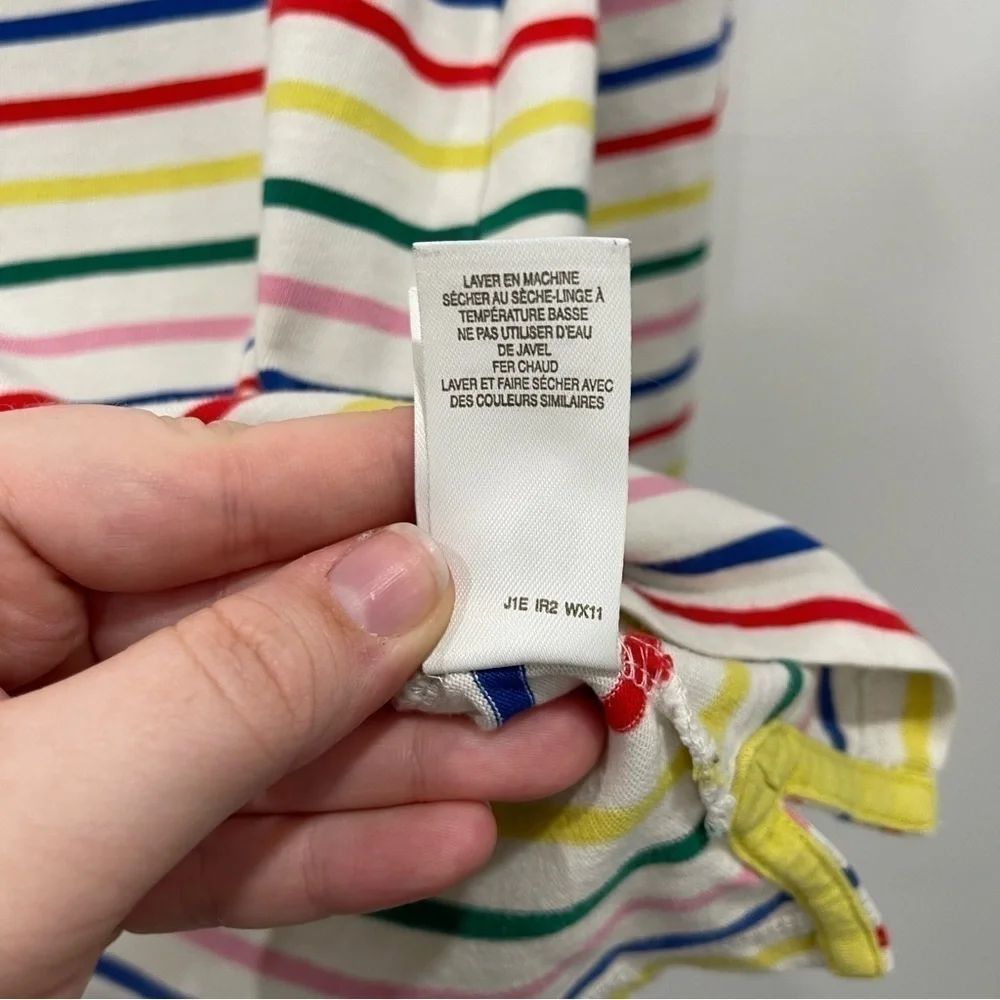 Mini Boden Breton T-Shirt Long Sleeve Rainbow Stripe Size 13-14y Cotton